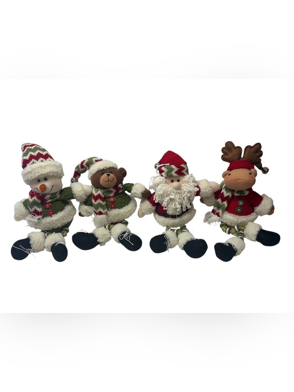 Holiday shelf sitters set of 4 - Santa, Reindeer, snowman, Teddy Bear.
